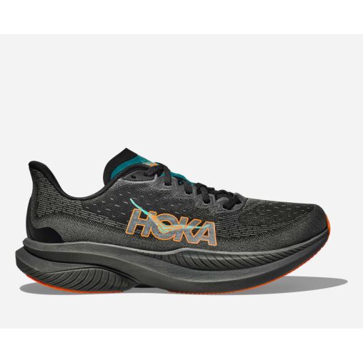 HOKA Mach 6 Schuhe für Herren in Black/Electric Tangerine Größe 44 2/3 | Straße