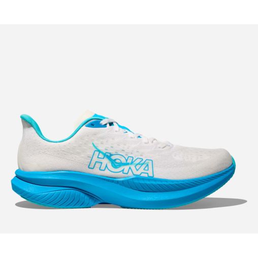 HOKA Mach 6 Schuhe für Herren in White/Skyward Blue Größe 46 2/3 | Straße