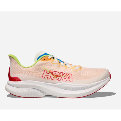 HOKA Mach 6 Schuhe für Herren in White/Solar Flare Größe 47 1/3 | Straße