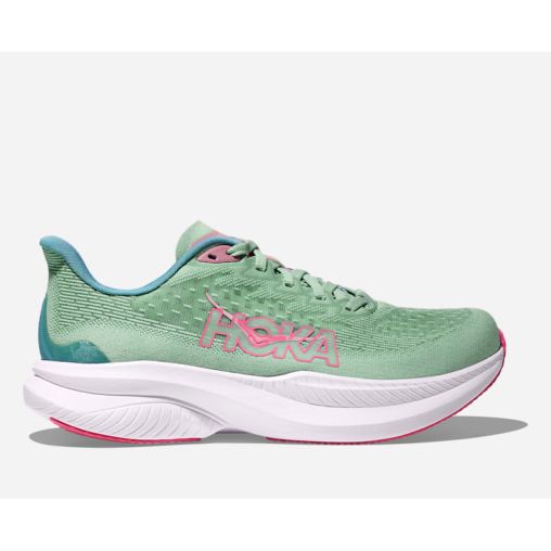 HOKA Mach 6 Schuhe für Damen in Jadeite/Alpine Blue Größe 38 Weit | Straße