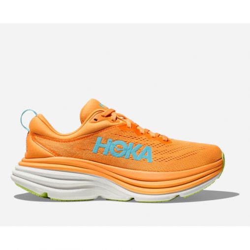 HOKA Bondi 8 Schuhe für Damen in Solar Flare/Lettuce Größe 36 Weit | Straße