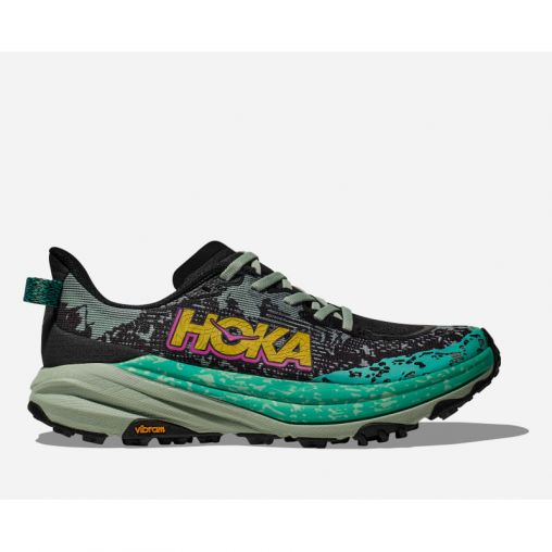 HOKA Speedgoat 6 Schuhe für Damen in Black/Aloe Vera Größe 38 | Gelände