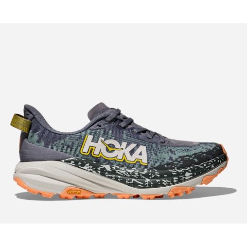 HOKA Speedgoat 6 Schuhe für Damen in Grey Skies/Cosmic Grey Größe 38 2/3 Weit | Gelände