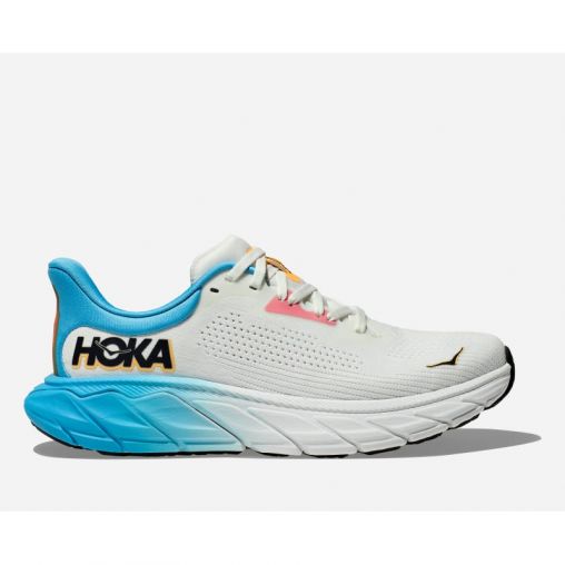 HOKA Arahi 7 Schuhe für Damen in Blanc De Blanc/Swim Day Größe 39 1/3 Weit | Straße