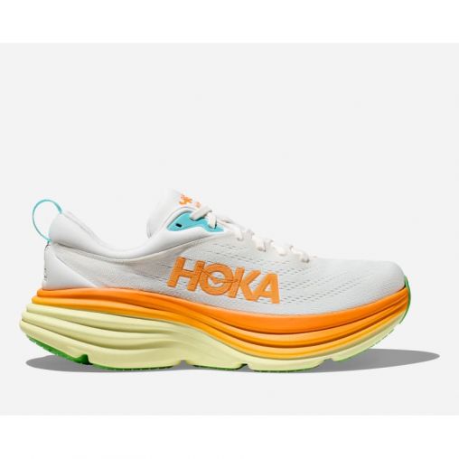 HOKA Bondi 8 Schuhe für Herren in Blanc De Blanc/Solar Flare Größe 41 1/3 | Straße