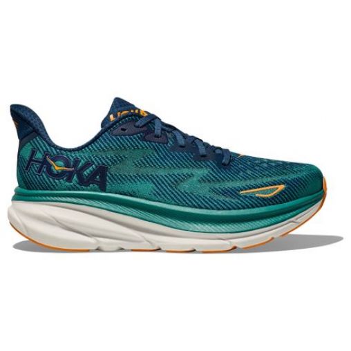 hoka clifton 9 laufschuhe blau orange herren