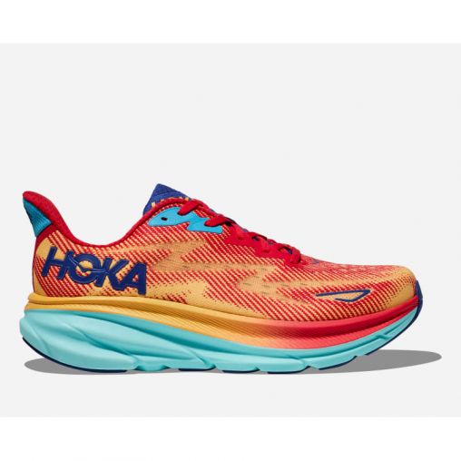 HOKA Clifton 9 Schuhe für Herren in Cerise/Cloudless Größe 46 | Straße