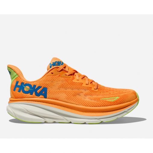 HOKA Clifton 9 Schuhe für Herren in Solar Flare/Lettuce Größe 47 1/3 | Straße