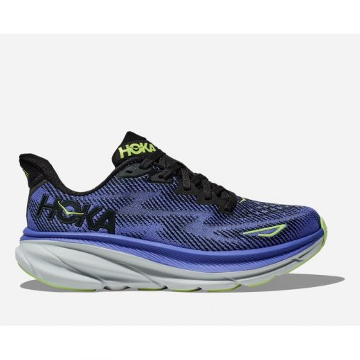HOKA Clifton 9 Schuhe für Damen in Black/Stellar Blue Größe 36 | Straße