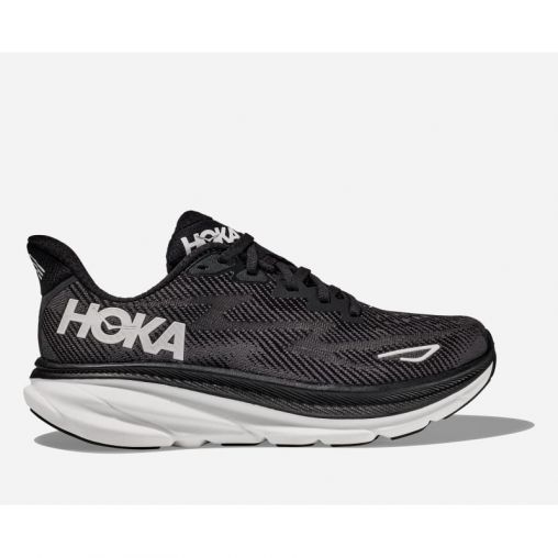 HOKA Clifton 9 Schuhe für Herren in Black/White Größe 43 1/3 Weit | Straße