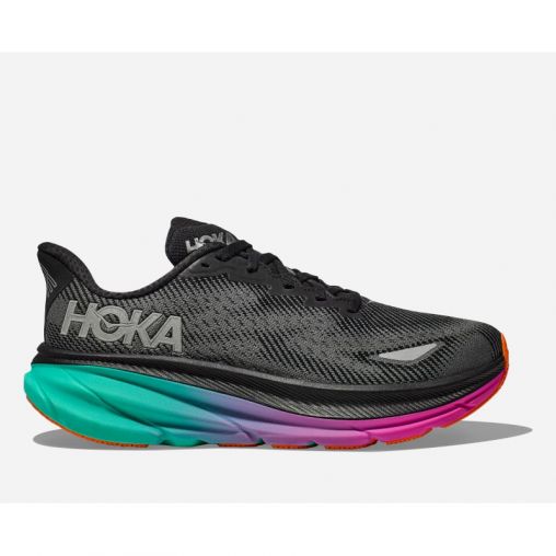 HOKA Clifton 9 GORE-TEX Schuhe für Damen in Black/Electric Aqua Größe 40 | Straße