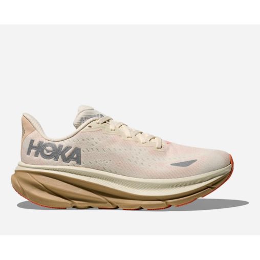 HOKA Clifton 9 GORE-TEX Schuhe für Damen in Eggshell/Khaki Größe 36 | Straße