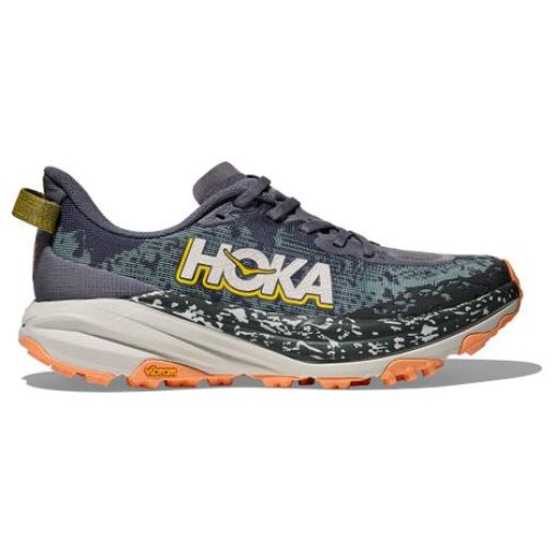 hoka speedgoat 6 trailrunning schuhe grau grun orange women