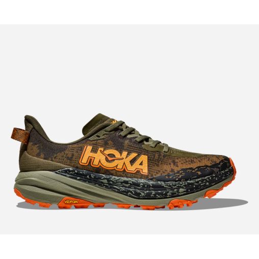 HOKA Speedgoat 6 Schuhe für Herren in Antique Olive/Squash Größe 40 Wide | Gelände