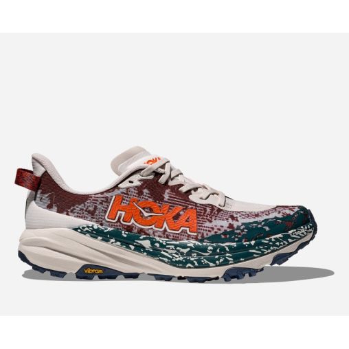 HOKA Speedgoat 6 Schuhe für Herren in Putty/Blue Twilight Größe 42 Wide | Gelände