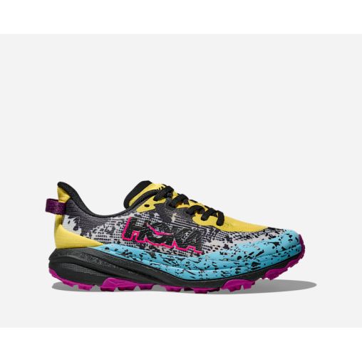 HOKA Speedgoat 6 Schuhe für Kinder in Electric Lemon/Black Größe 39 1/3Y | Gelände