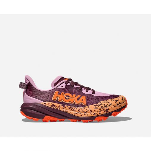 HOKA Speedgoat 6 Schuhe für Kinder in Flower Nectar/Neon Tangerine Größe 38Y | Gelände