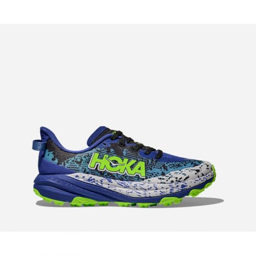 HOKA Speedgoat 6 Schuhe für Kinder in Night Sky/Neon Lime Größe 39 1/3Y | Gelände