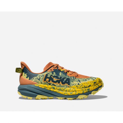 HOKA Speedgoat 6 Schuhe für Kinder in Terra Cotta/Mountain Fog Größe 38 2/3 | Gelände