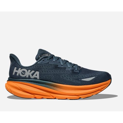 HOKA Clifton 9 GORE-TEX Schuhe für Herren in Stormy Skies/Orange Zest Größe 42 | Straße